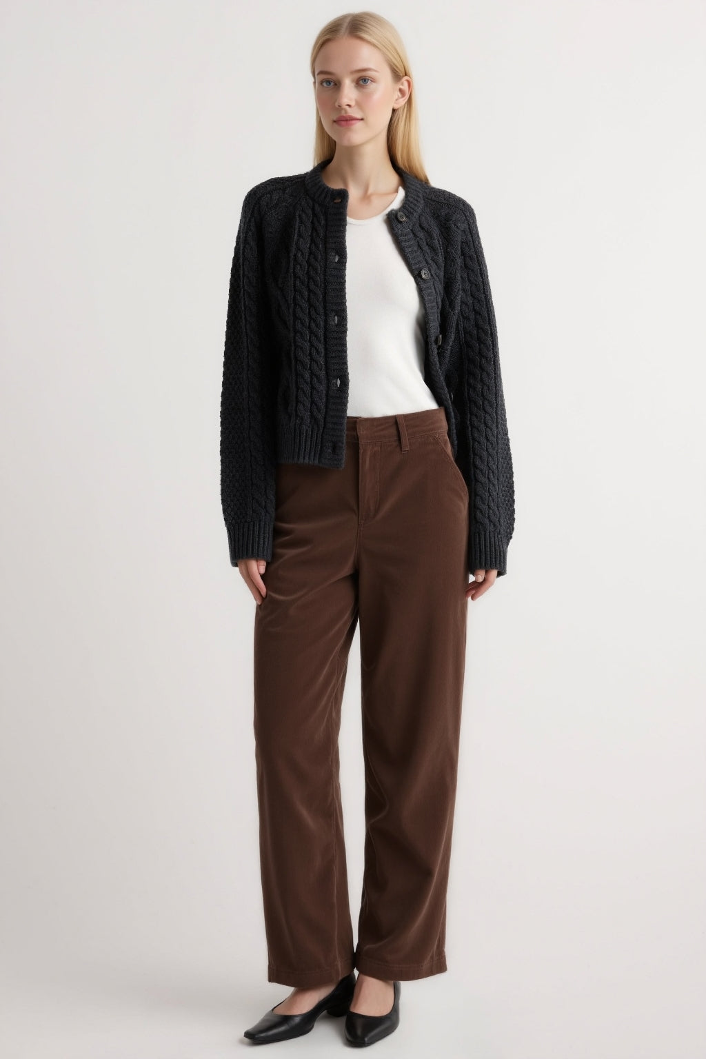 Amara Cable-Knit Button Cardigan