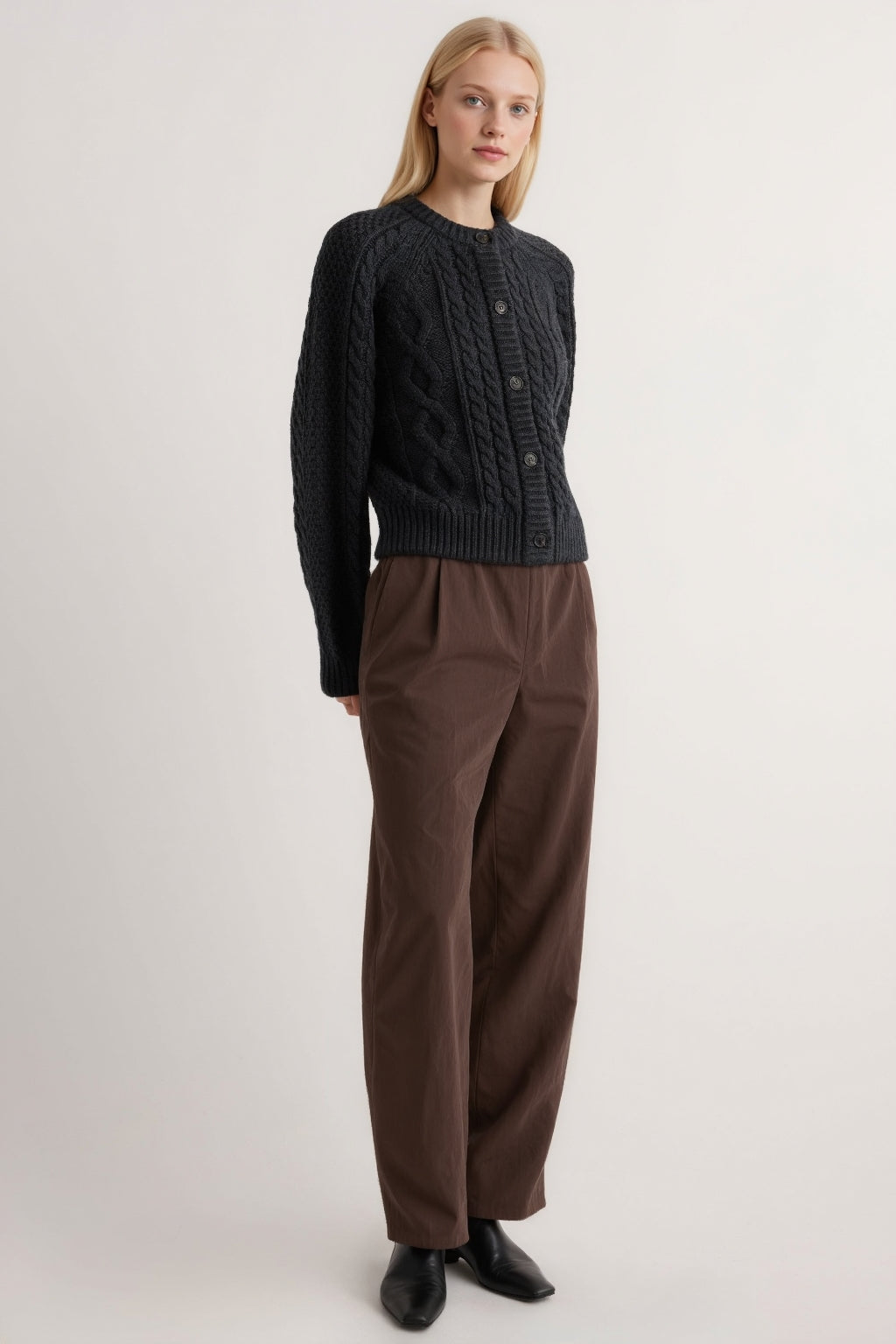 Amara Cable-Knit Button Cardigan