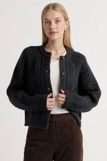 Amara Cable-Knit Button Cardigan