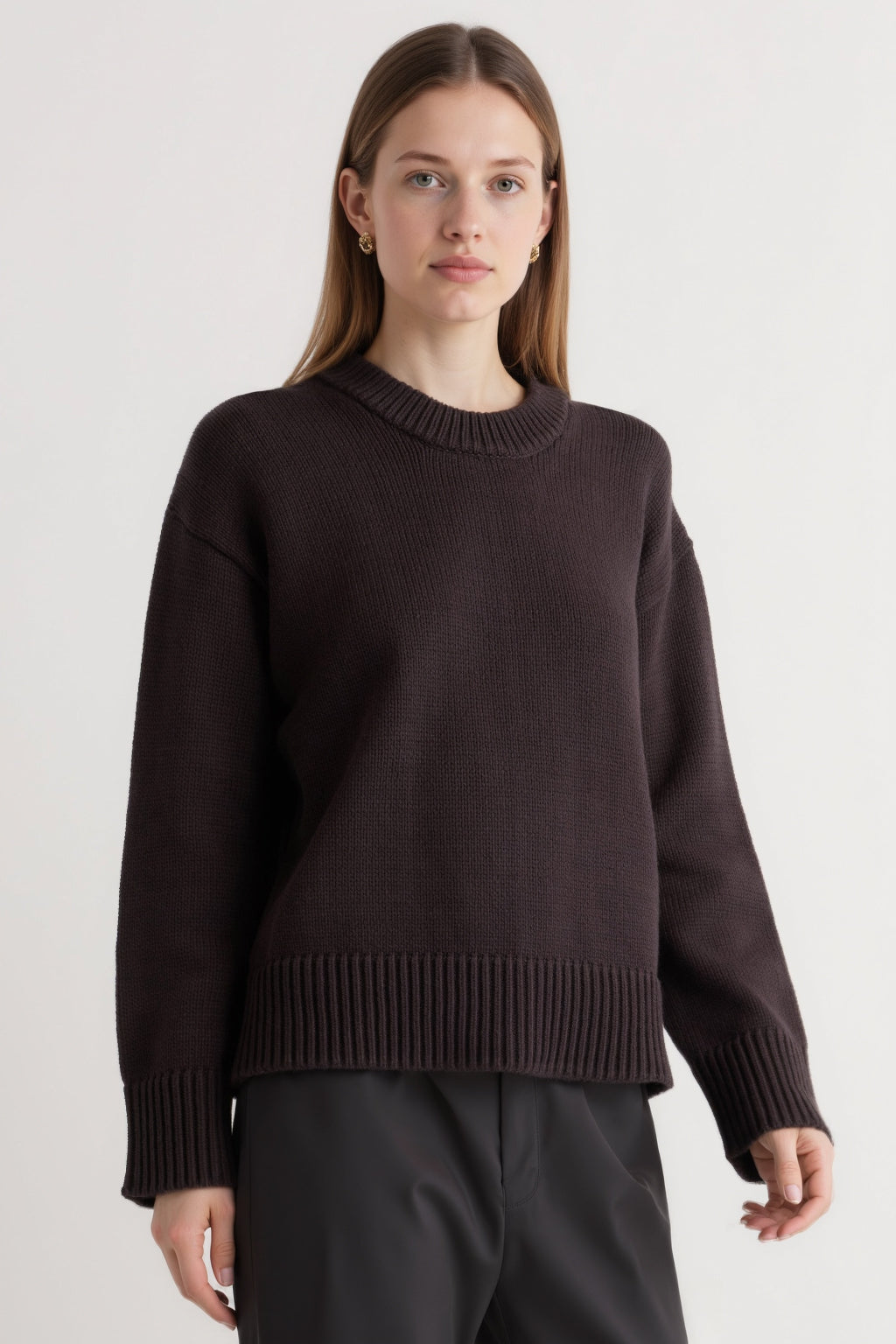 Back Pleat Crew Neck Sweater