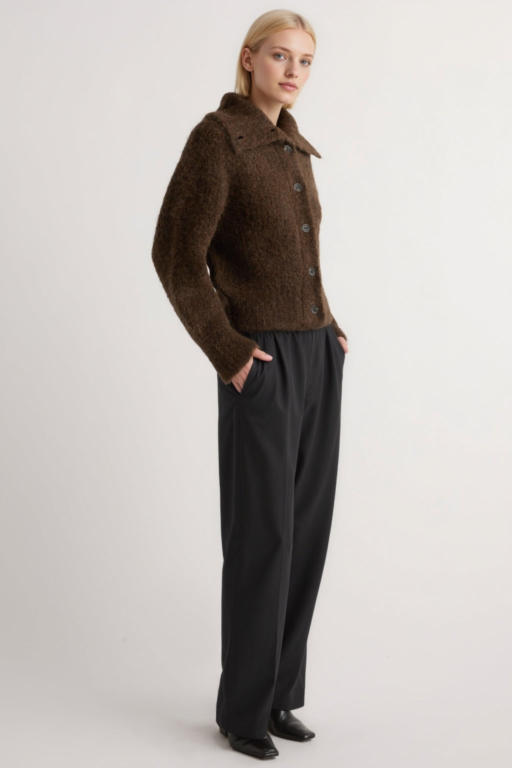 Fuzzy Alpaca-Wool Cardigan