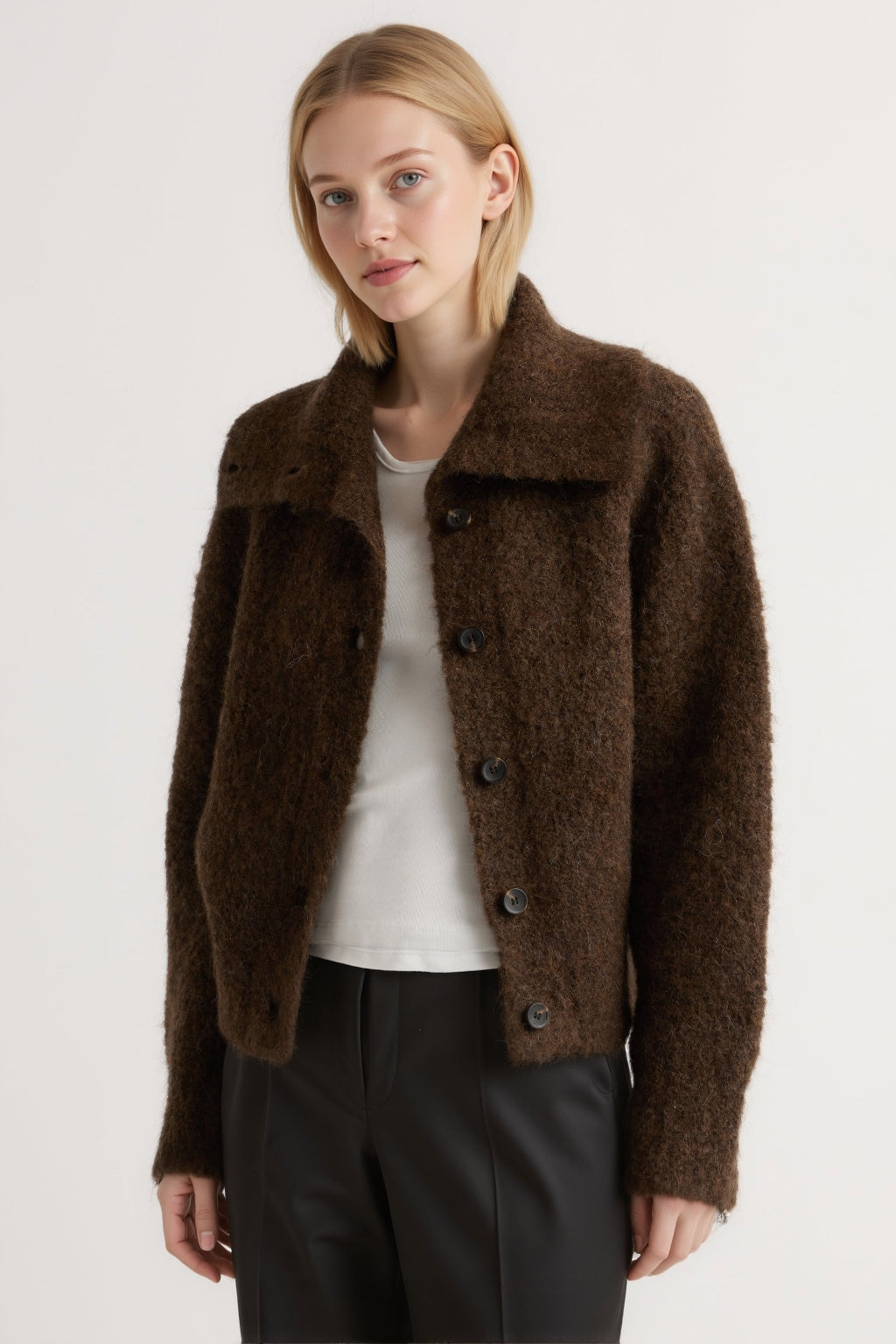 Fuzzy Alpaca-Wool Cardigan