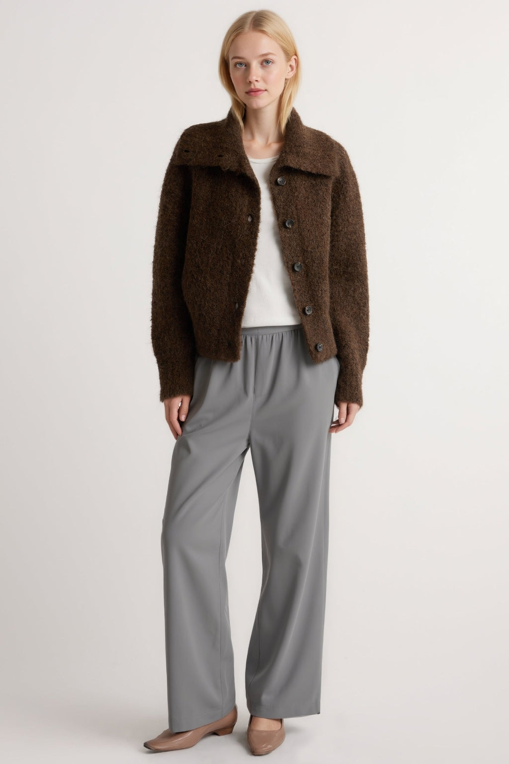 Fuzzy Alpaca-Wool Cardigan