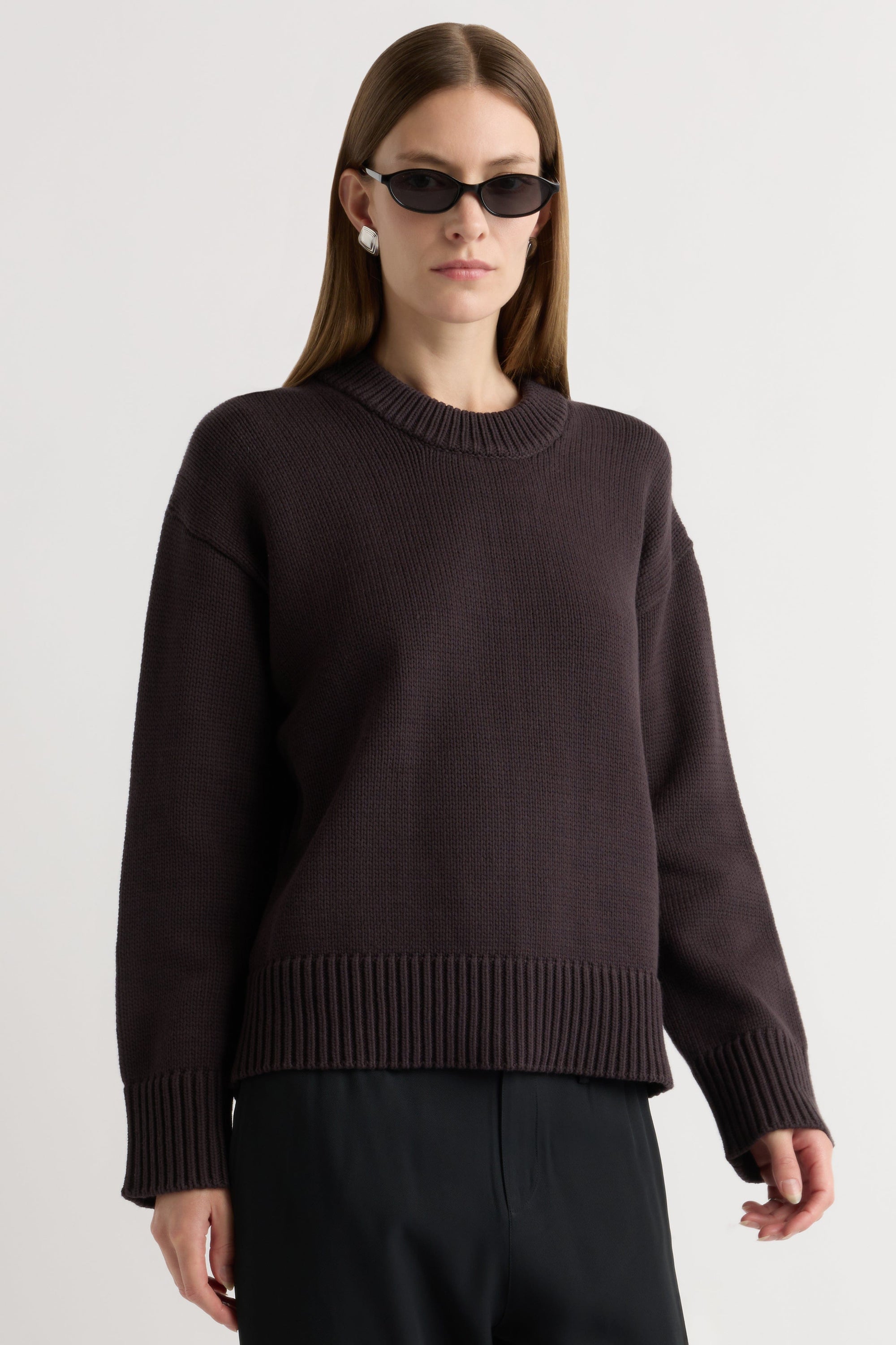 Back Pleat Crew Neck Sweater