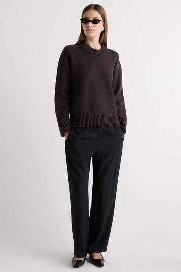 Back Pleat Crew Neck Sweater