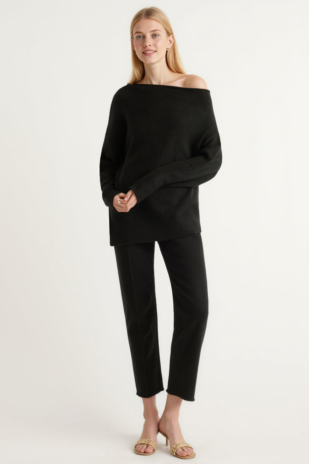 Off-Shoulder Knit Sweater