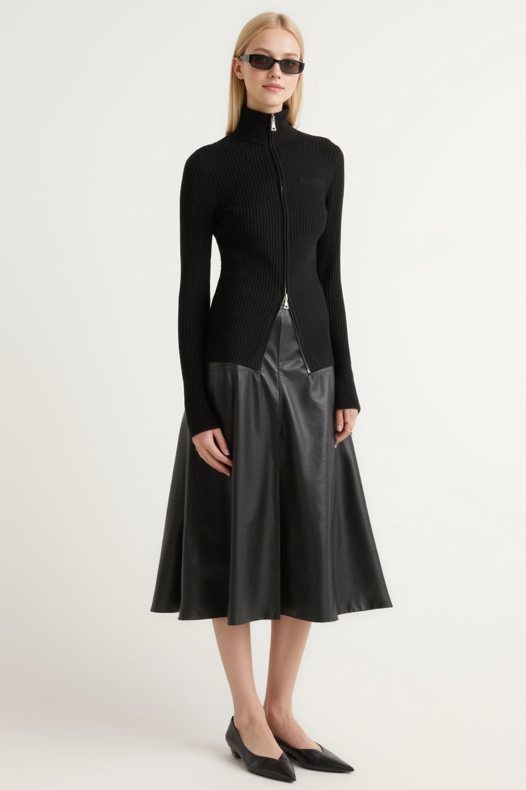 Maren Ribbed Two-Way Zip Sweater