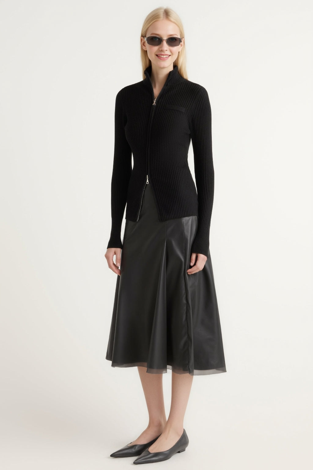 Maren Ribbed Two-Way Zip Sweater