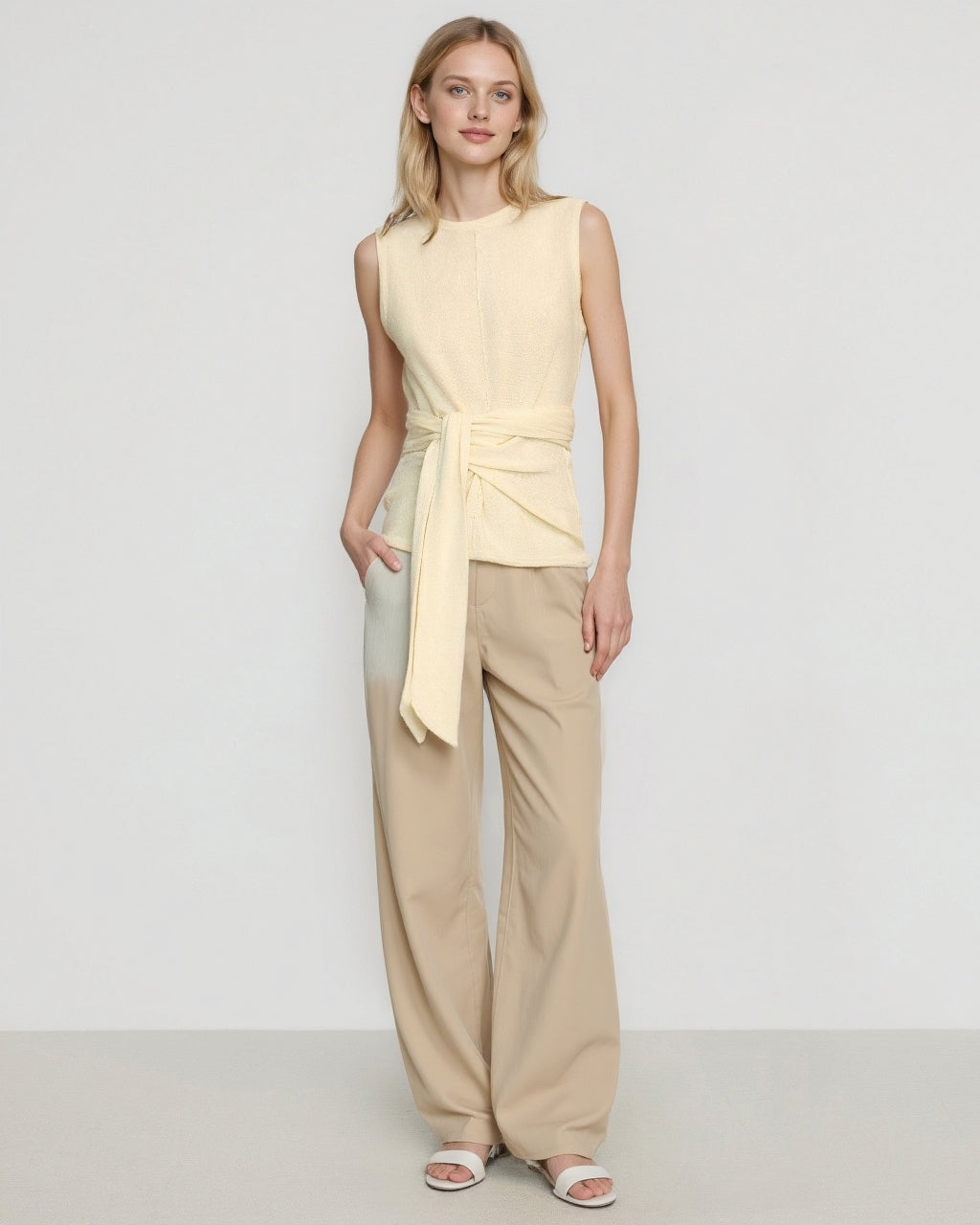 Tie-Front Linen-Cotton Top