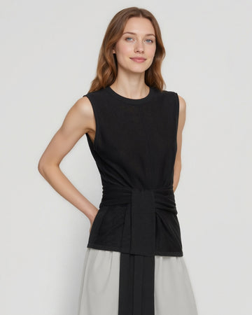 Tie-Front Linen-Cotton Top