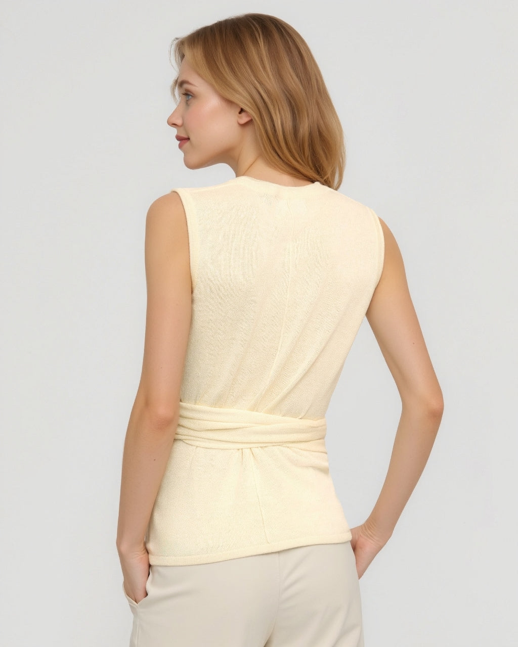 Tie-Front Linen-Cotton Top