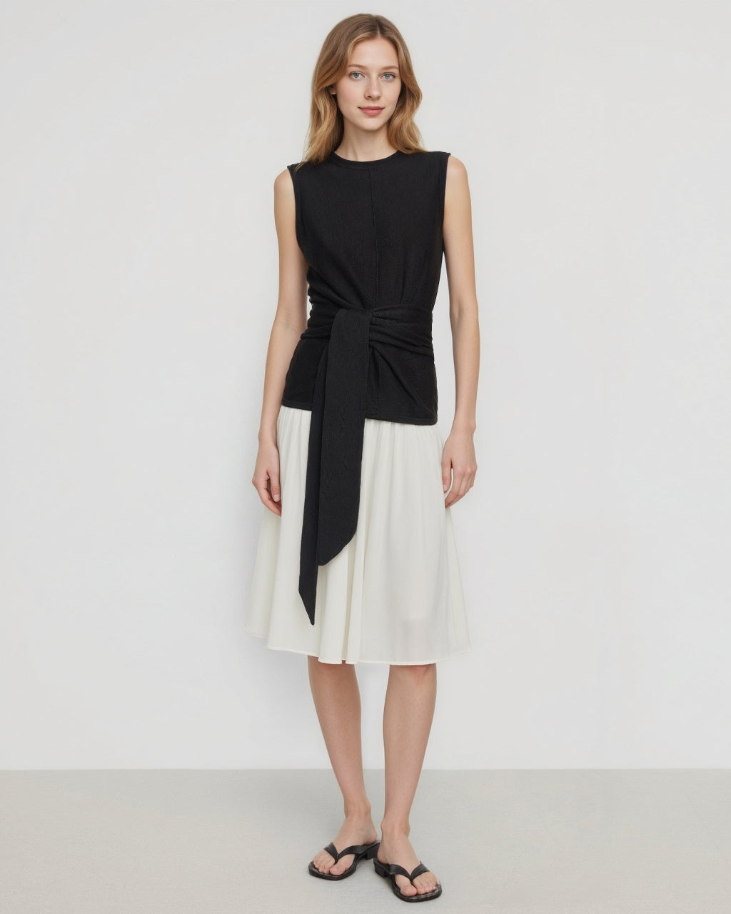 Tie-Front Linen-Cotton Top