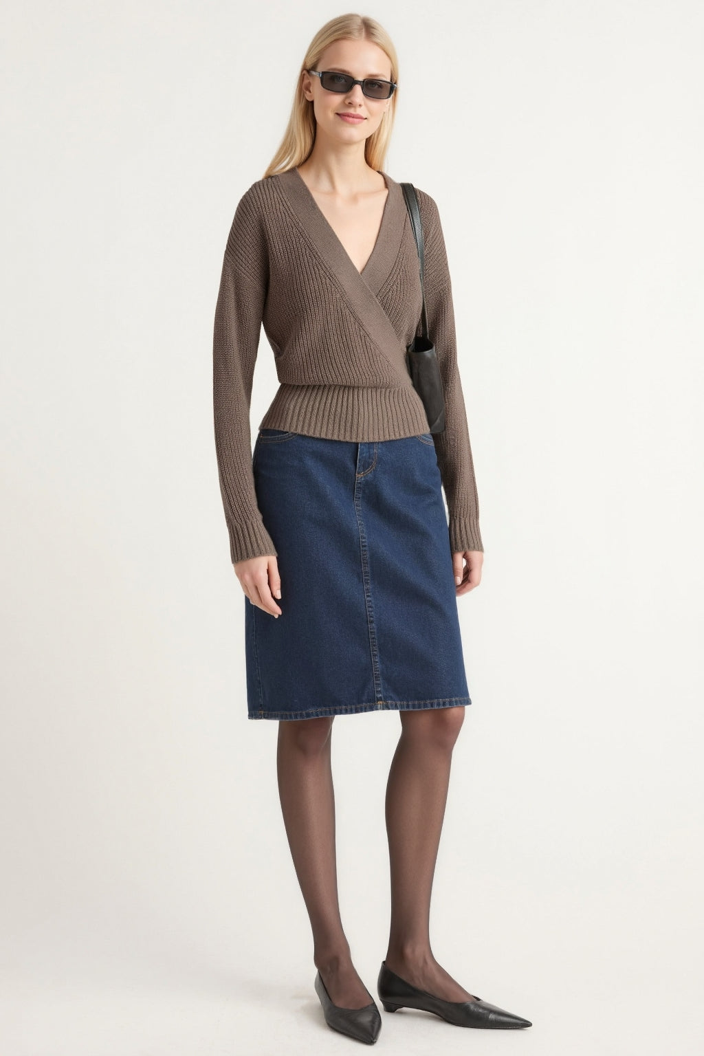 Cropped V-Neck Sweater