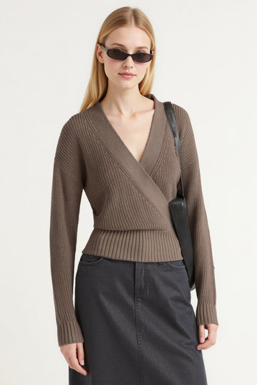 Cropped V-Neck Sweater