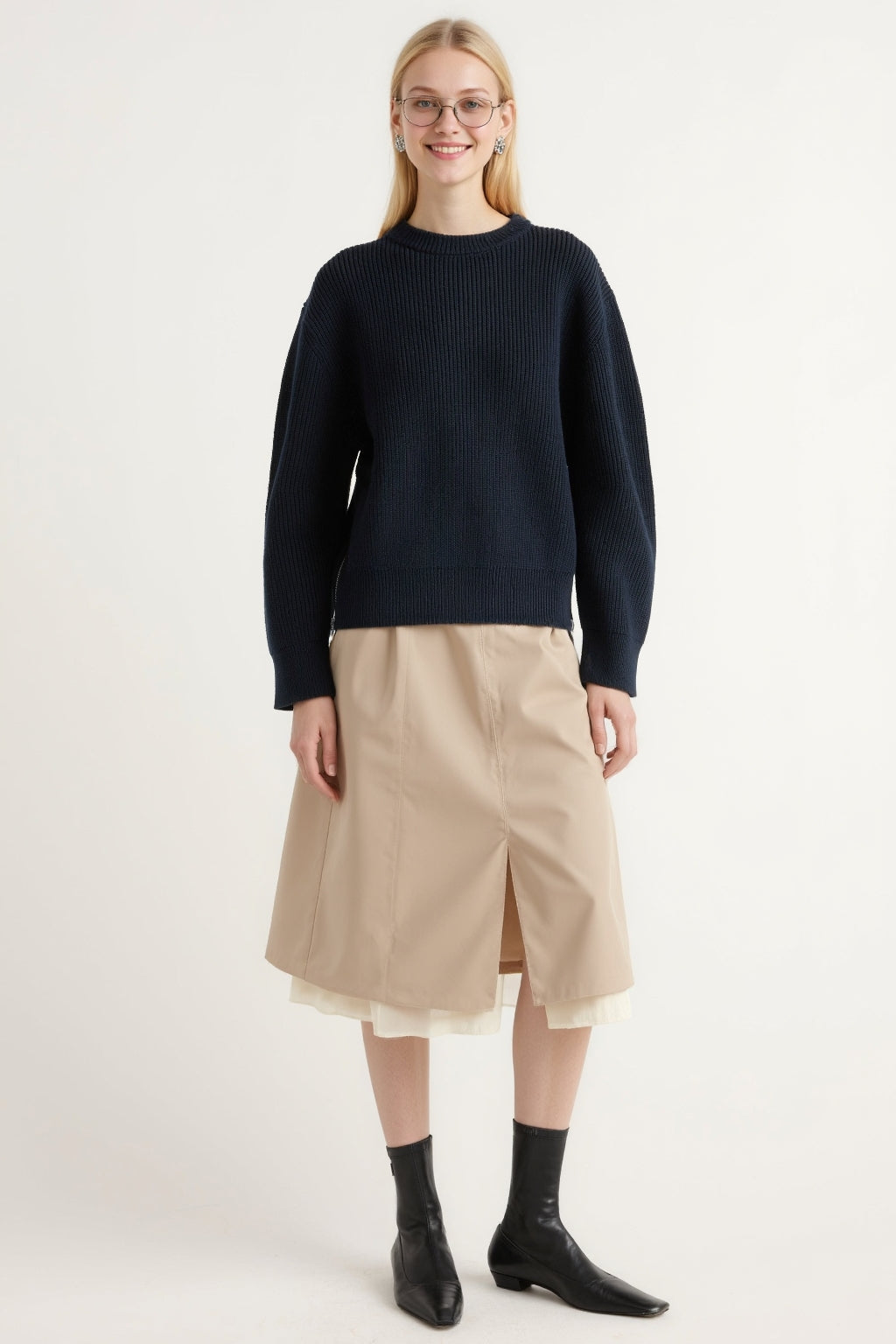 Organic Cotton Zip-Detail Knit Sweater