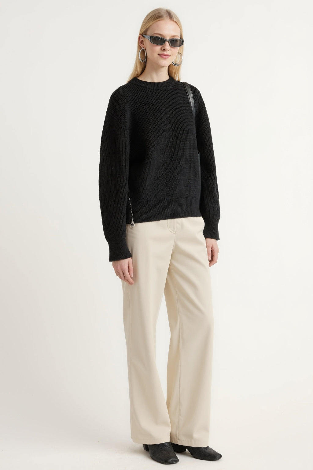 Organic Cotton Zip-Detail Knit Sweater