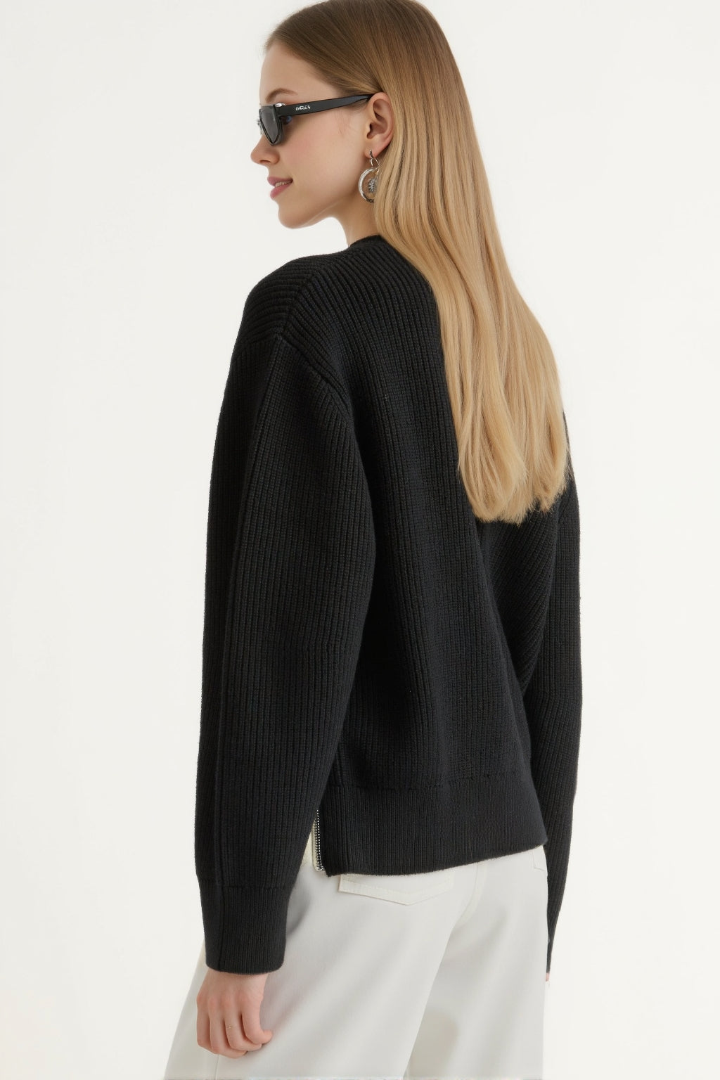 Organic Cotton Zip-Detail Knit Sweater