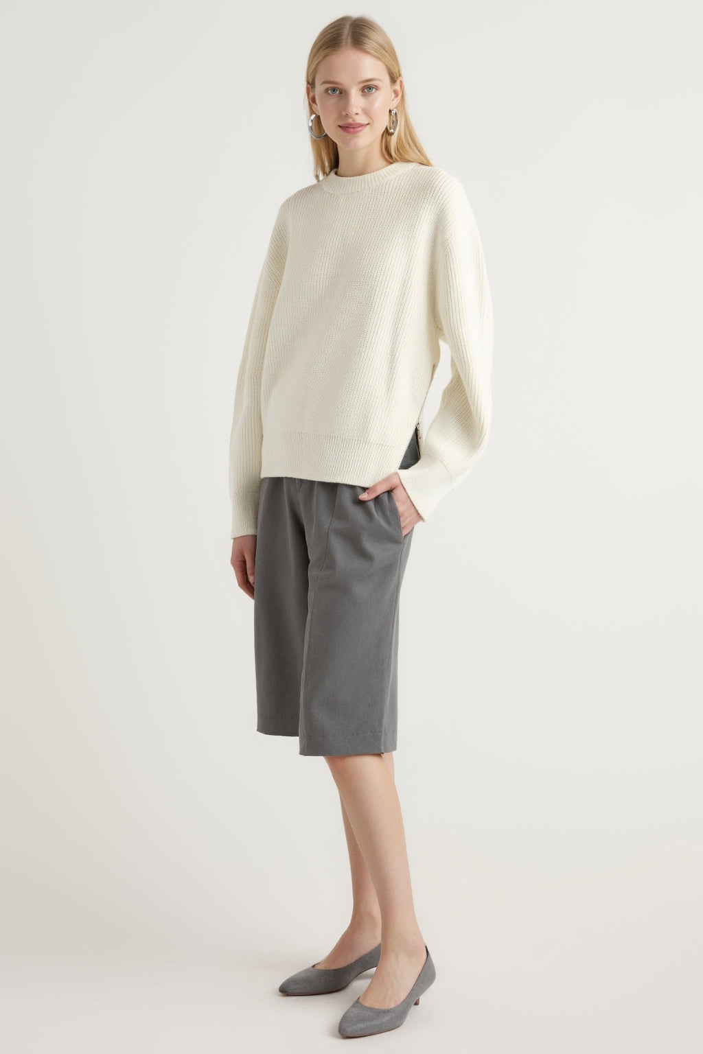 Organic Cotton Zip-Detail Knit Sweater