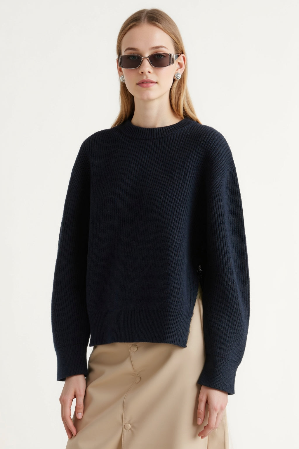 Organic Cotton Zip-Detail Knit Sweater