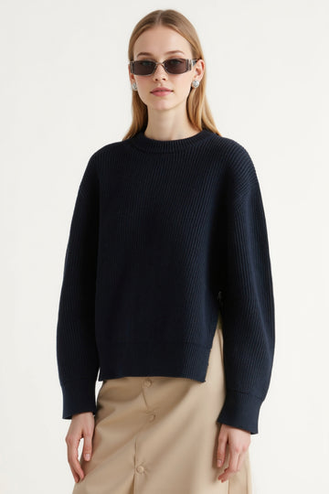 Organic Cotton Zip-Detail Knit Sweater