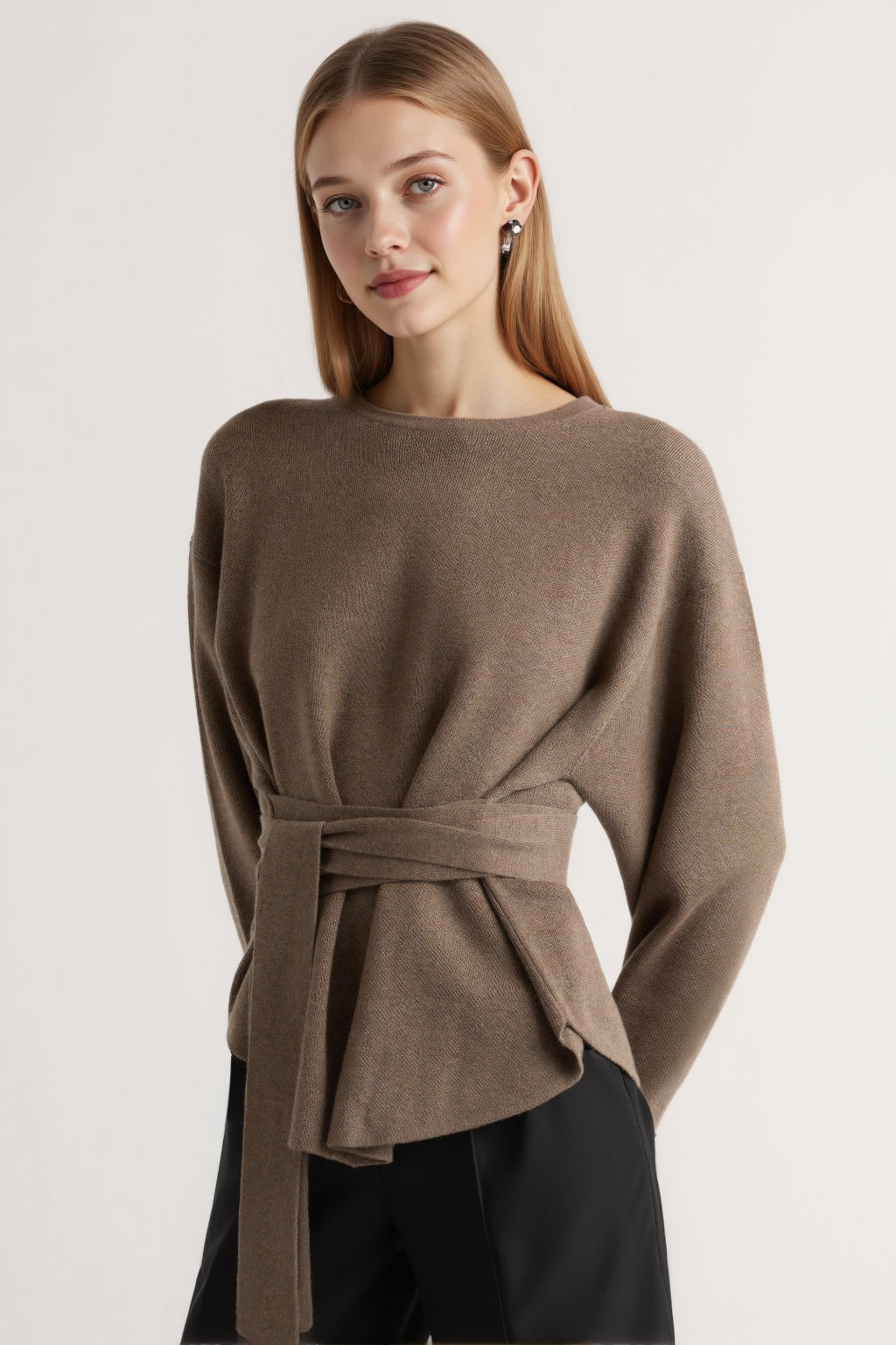 Tie-Front Knit Sweater