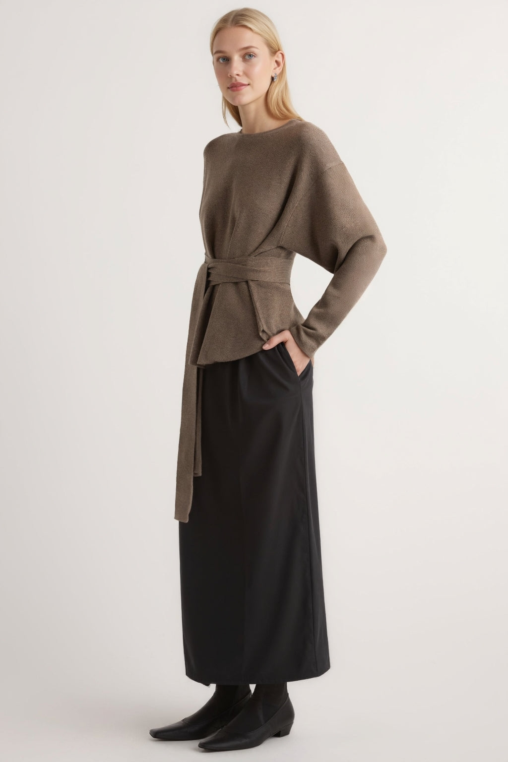 Tie-Front Knit Sweater