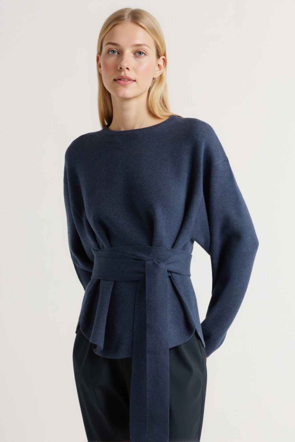 Tie-Front Knit Sweater