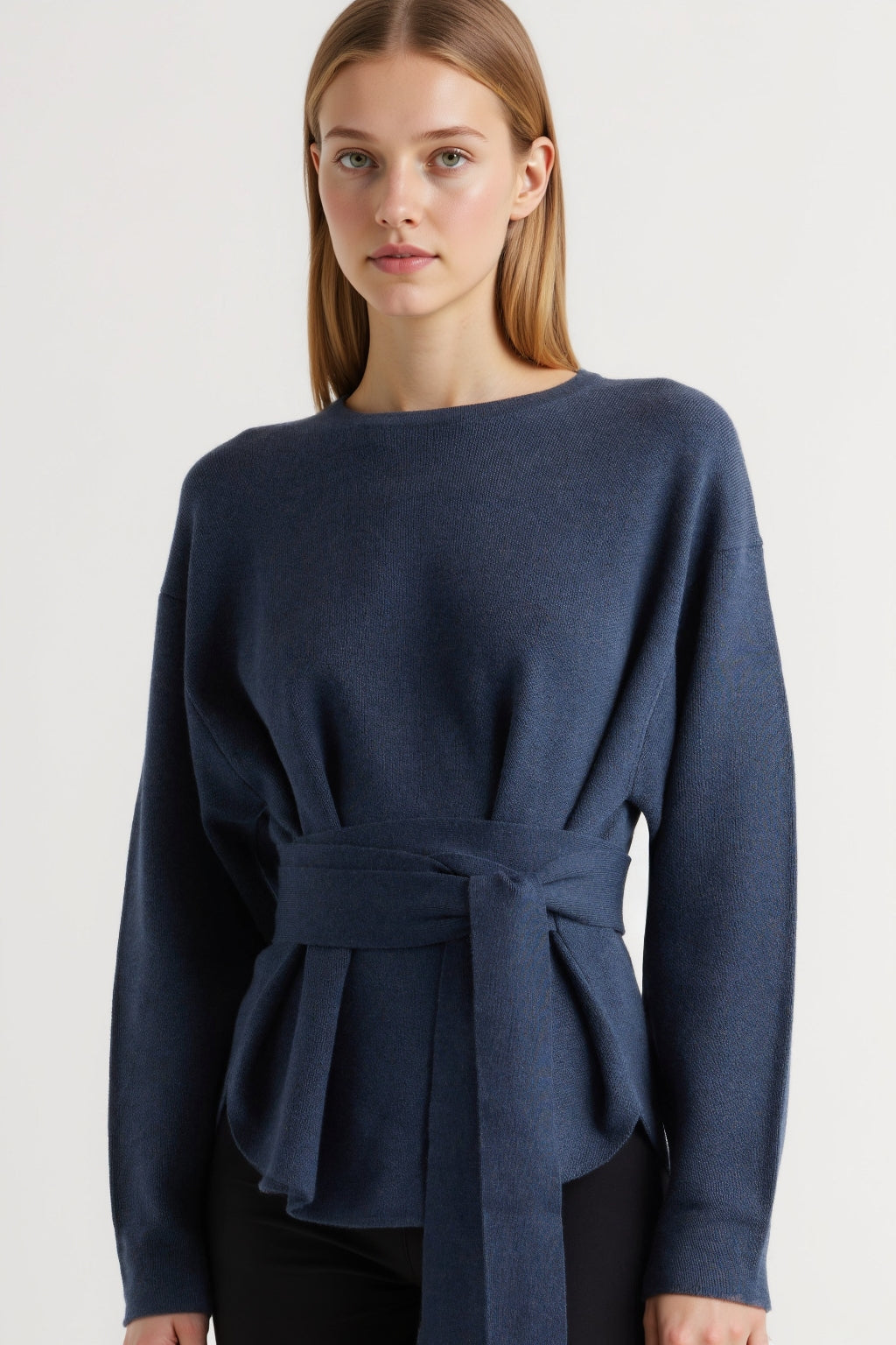 Tie-Front Knit Sweater