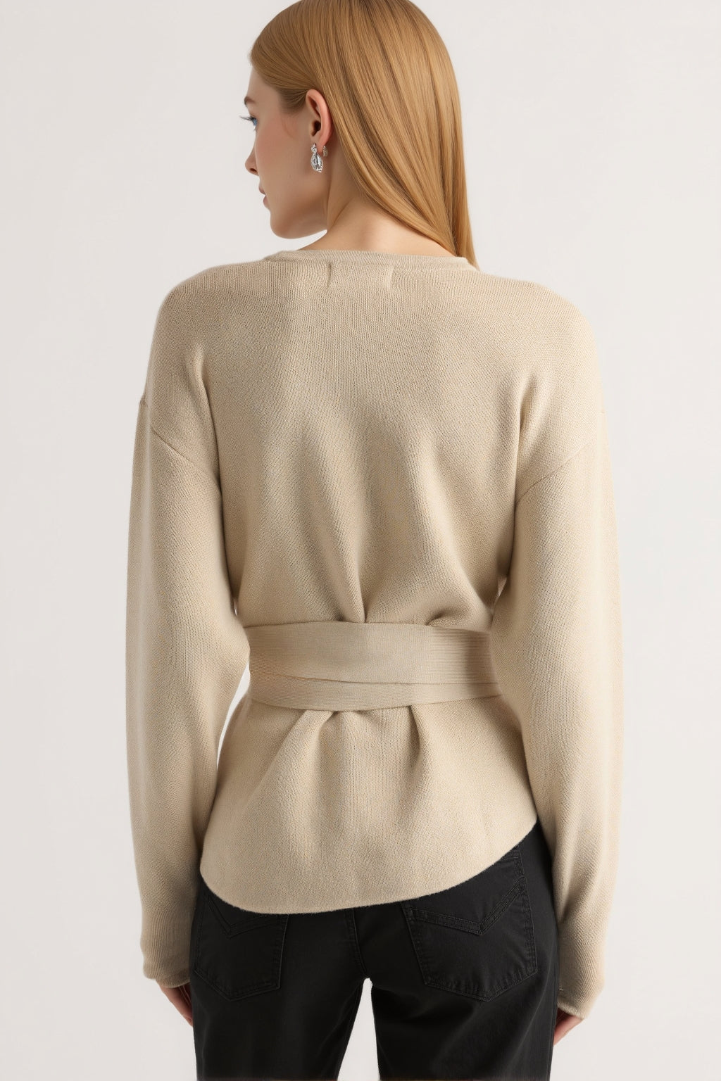 Tie-Front Knit Sweater