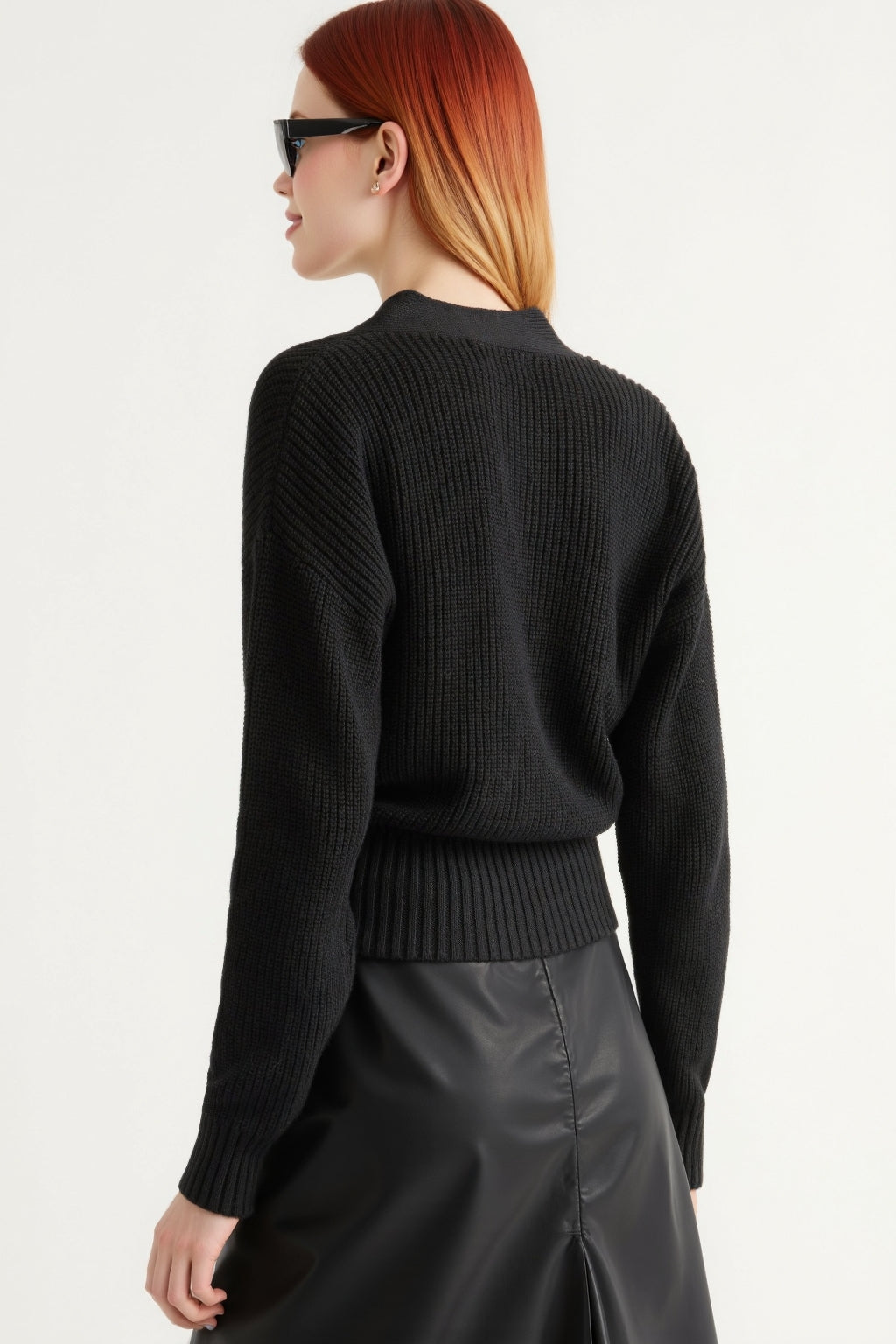Cropped V-Neck Sweater