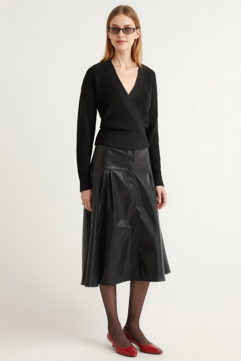 Cropped V-Neck Sweater