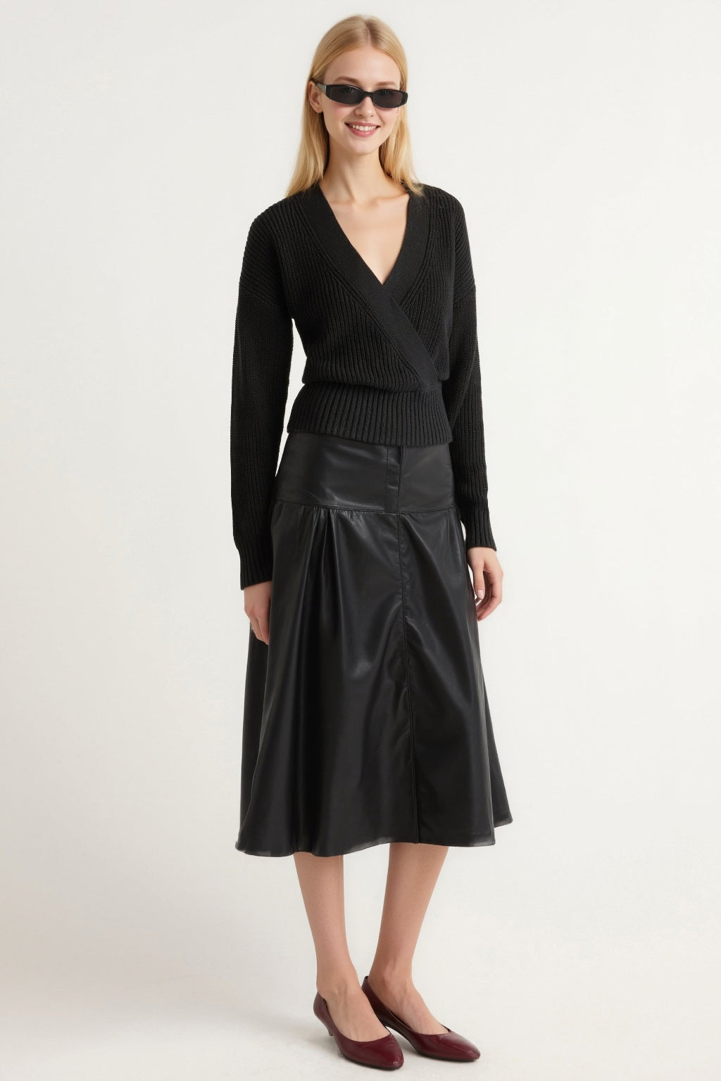 Cropped V-Neck Sweater