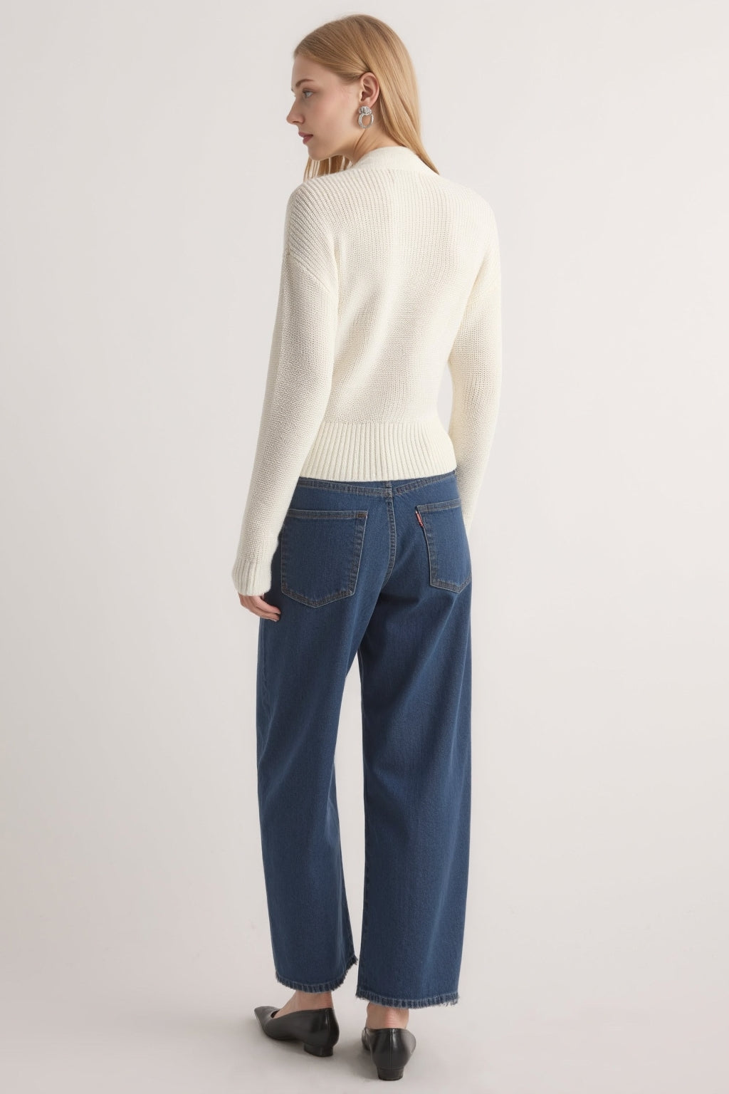 Cropped V-Neck Sweater