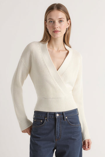 Cropped V-Neck Sweater