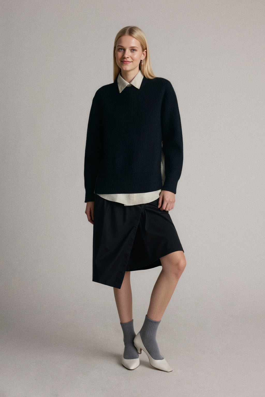 Organic Cotton Zip-Detail Knit Sweater