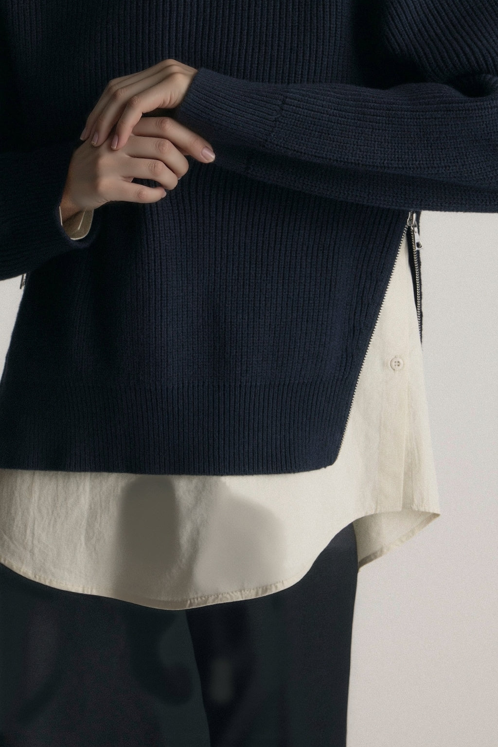Organic Cotton Zip-Detail Knit Sweater