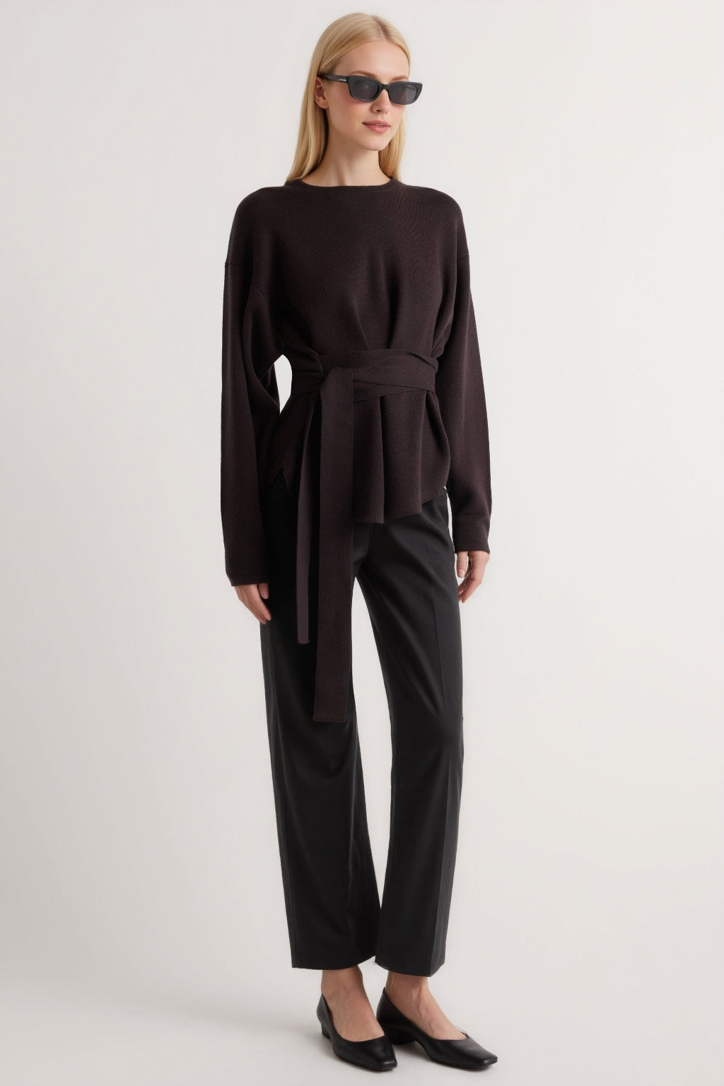 Tie-Front Knit Sweater