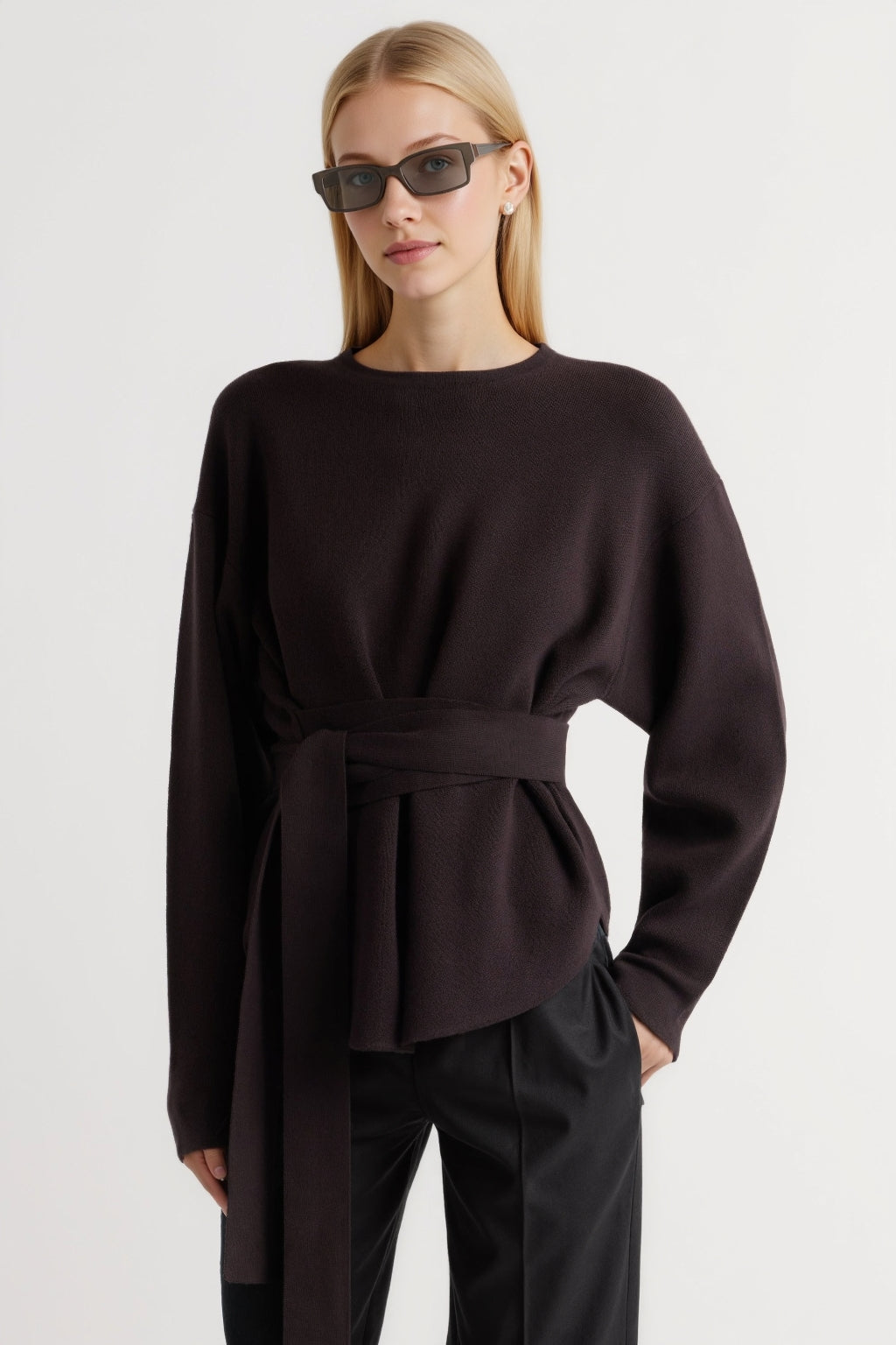 Tie-Front Knit Sweater