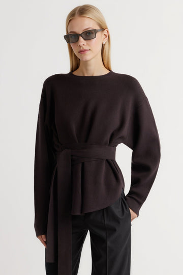 Tie-Front Knit Sweater