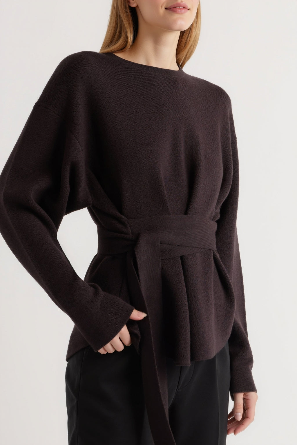 Tie-Front Knit Sweater