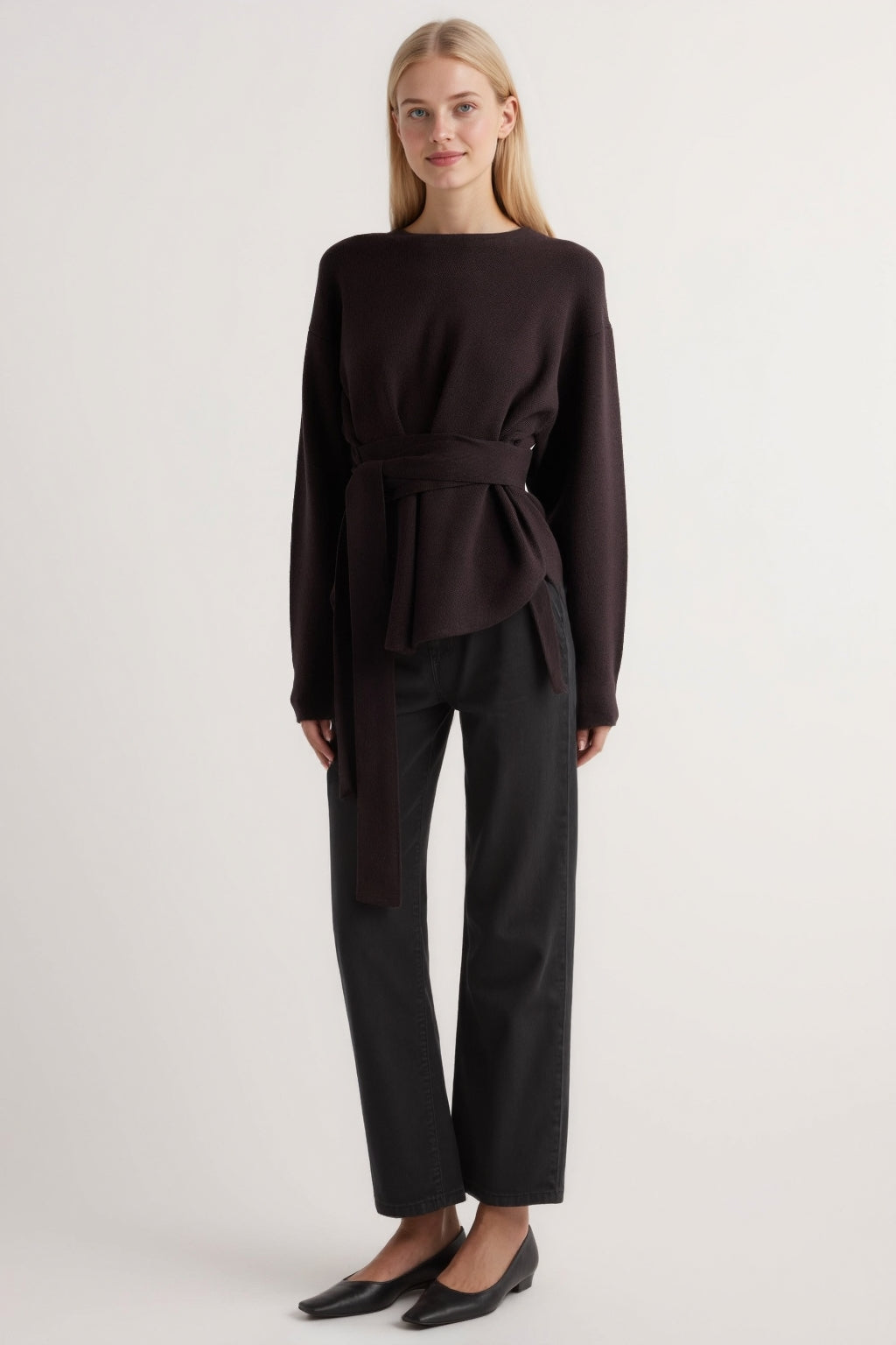 Tie-Front Knit Sweater